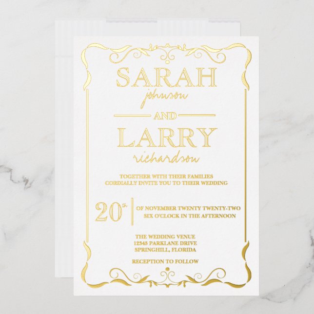 Elegant Gold Foil Traditional Wedding Invitation (Envelope)