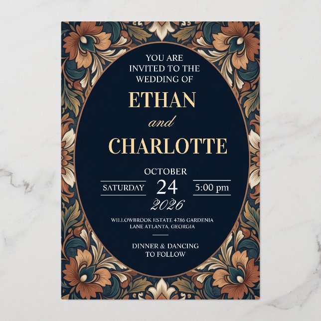 Elegant Gold Foil Wedding Invitation (Front)