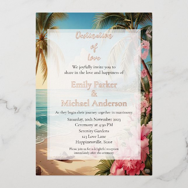Elegant gold foil wedding invitation (Front)