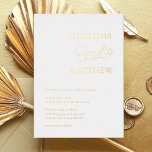 Elegant GOLD FOIL WEDDING Invitation Foil Invitati<br><div class="desc">Personalise these elegant wedding invitations. Dazzle your guests and impress them with these one of kind beautiful cards. Gold (option rose gold or silver) and white background colour (can be changed to any colour). Line item to add parents names. Editable template cards - add your info (text can be changed...</div>