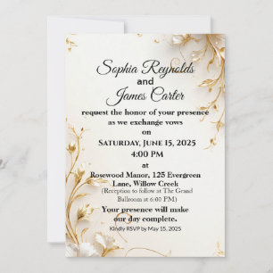 Elegant Gold Foil Wedding Invitation Formal Luxe