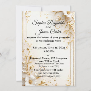 Elegant Gold Foil Wedding Invitation   Formal Luxe