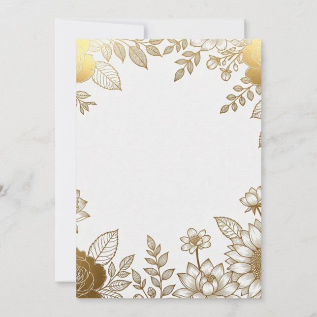Elegant Gold Foil Wedding Invitation Template (Back)