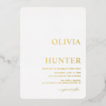 Elegant Gold Foil White Wedding Invitation<br><div class="desc">Elegant Gold Foil White Wedding Invitation</div>