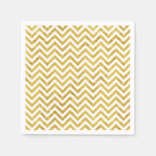 Elegant Gold Foil Zigzag Stripes Chevron Pattern Napkin
