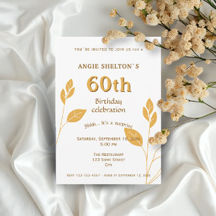 Elegant Gold Foliage Botanical 60th Birthday Invitation