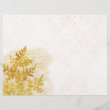 Elegant Gold Foliage & Damask Scrapbook Paper