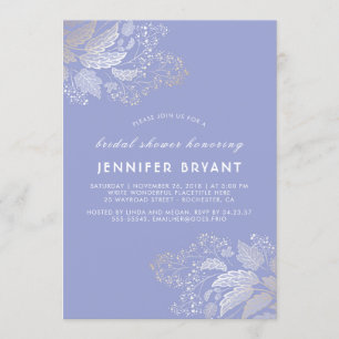 Elegant Gold Foliage Lavender Purple Bridal Shower Invitation