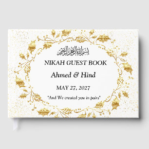 Elegant Gold Foliage Leaf Wedding Keepsake Guest Book