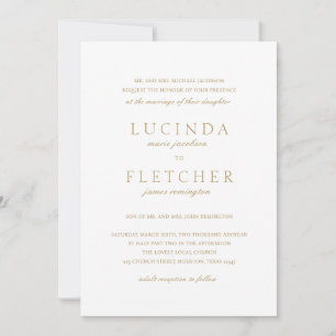 Elegant Gold Formal All In One QR Code Wedding Invitation