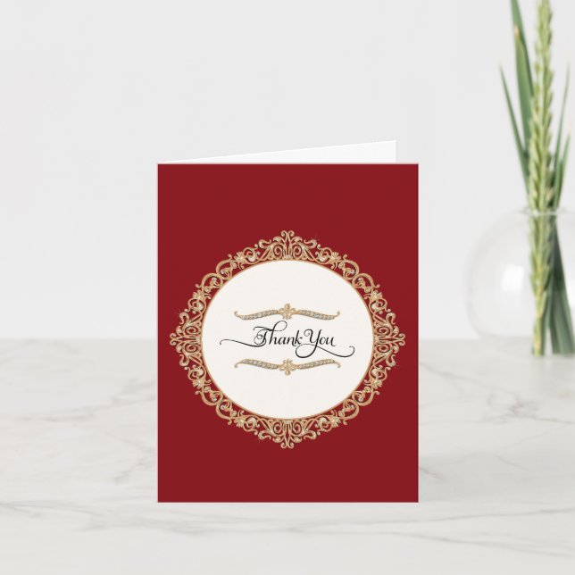 Elegant Gold Formal Calligraphy Script Thank You Invitation (Front)