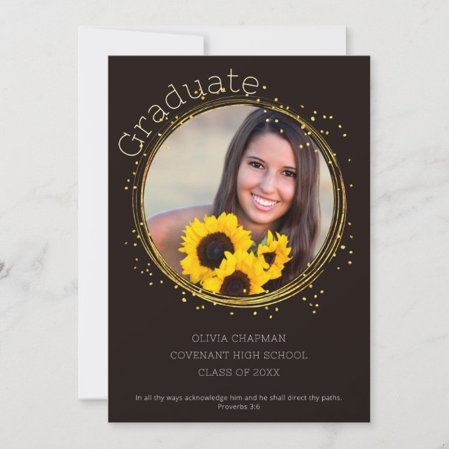 Elegant Gold Frame Bible Verse Announcement Card (Front)