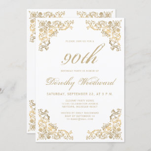 Elegant Gold Frame Birthday Party Invitation