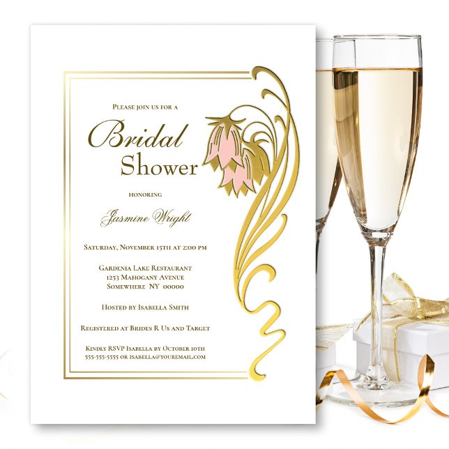 Elegant Gold Frame Bridal Shower Invitation (Creator Uploaded)