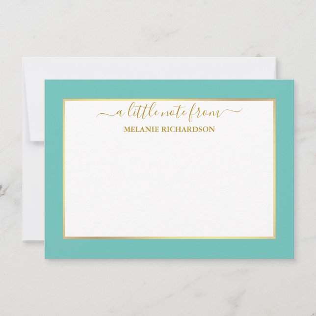 Elegant Gold Frame - Choose Size - Teal Card (Front)