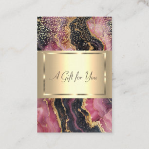 Elegant Gold Frame, Confetti,Burgundy Marble Discount Card