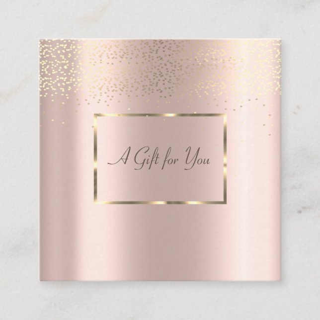 Elegant Gold Frame,Confetti Rose Gold Discount Card (Front)
