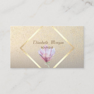 Elegant ,Gold Frame,Confetti Watercolor Magnolia Business Card