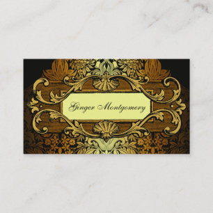 Elegant Gold Frame Damask Business Card