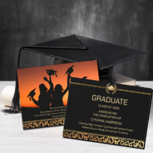 Elegant gold Frame Graduation Announcement