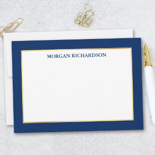 Elegant Gold Frame Navy Blue - Choose Size - Card