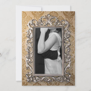 Elegant Gold Frame Photo Wedding Invitation