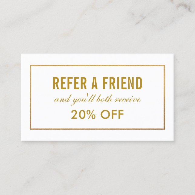 Elegant Gold Frame Referral Business Card (Front)