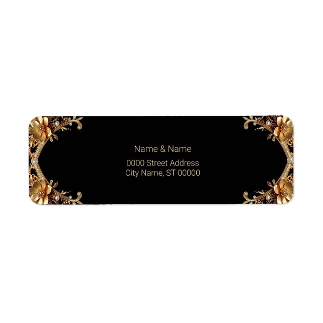 Elegant Gold Frame Return Address Label (Front)