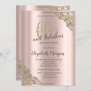 Elegant Gold Frame Rose Gold 50th Birthday Party Invitation