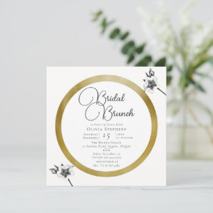 Elegant Gold Frame Roses Christmas Bridal Brunch Invitation