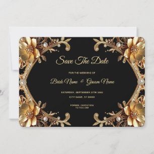 Elegant Gold Frame Save The Date
