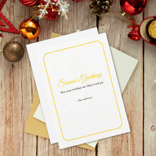 Elegant Gold Frame Snowflake Season’s Greetings Holiday Card