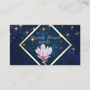 Elegant ,Gold Frame,Stars Watercolor Magnolia Business Card