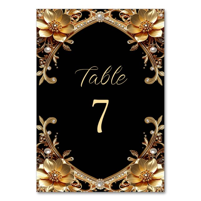 Elegant Gold Frame Table Number (Front)