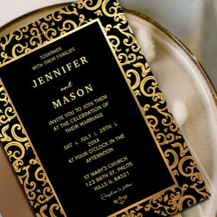 Elegant gold Frame Wedding  Invitation