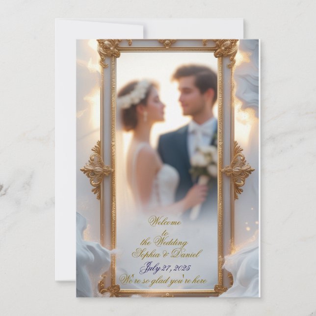 Elegant Gold Frame Wedding Invitation (Front)