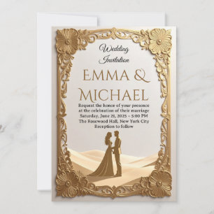 Elegant Gold Frame Wedding Invitation – Classic