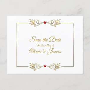 Elegant Gold Frame Wedding Save the Date Announcement Postcard