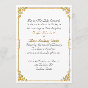Elegant Gold Framed Wedding Invitation