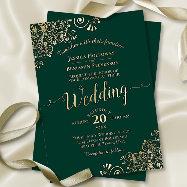 Elegant Gold Frills on Emerald Green Wedding (Creator Uploaded)