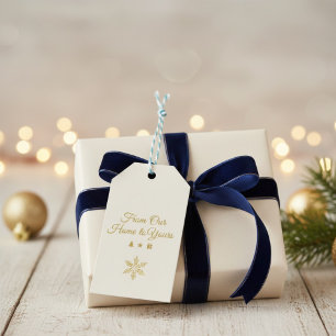 Elegant Gold "From Our Home to Yours" DIY Holiday Gift Tags
