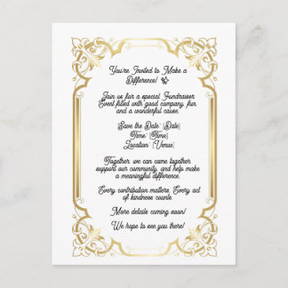 Elegant Gold Fundraiser Save the Date Card