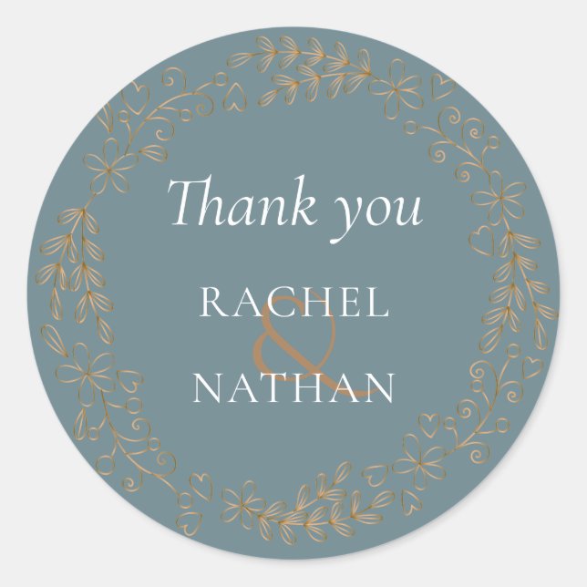 Elegant Gold Garland Thank You Classic Round Sticker (Front)