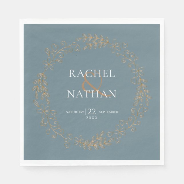 Elegant Gold Garland Wedding Napkin (Front)