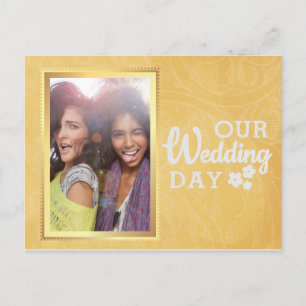 Elegant Gold Gay Lesbian Save the Date Photo Announcement Postcard