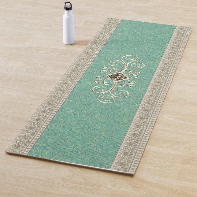 Elegant Gold Gem on Jade Yoga Mat (In Situ)