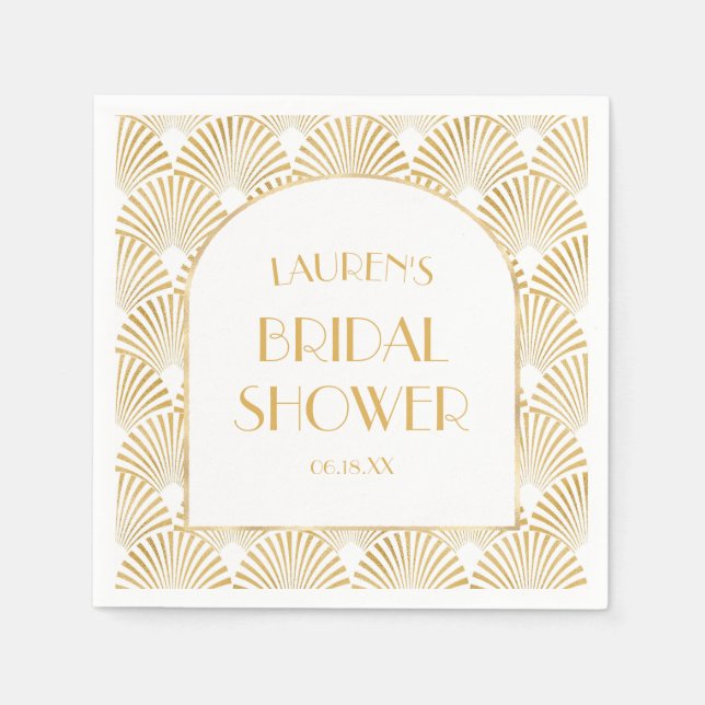 Elegant Gold Geometric Art Deco Bridal Shower Napkin (Front)