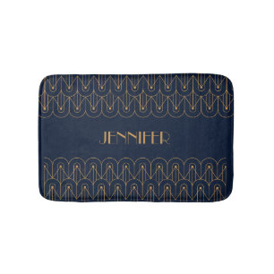Elegant gold geometric Art Deco design Bath Mat