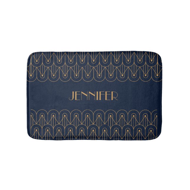 Elegant gold geometric Art Deco design Bath Mat (Front)
