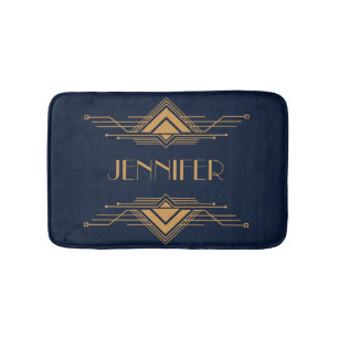 Elegant gold geometric Art Deco design Bath Mat
